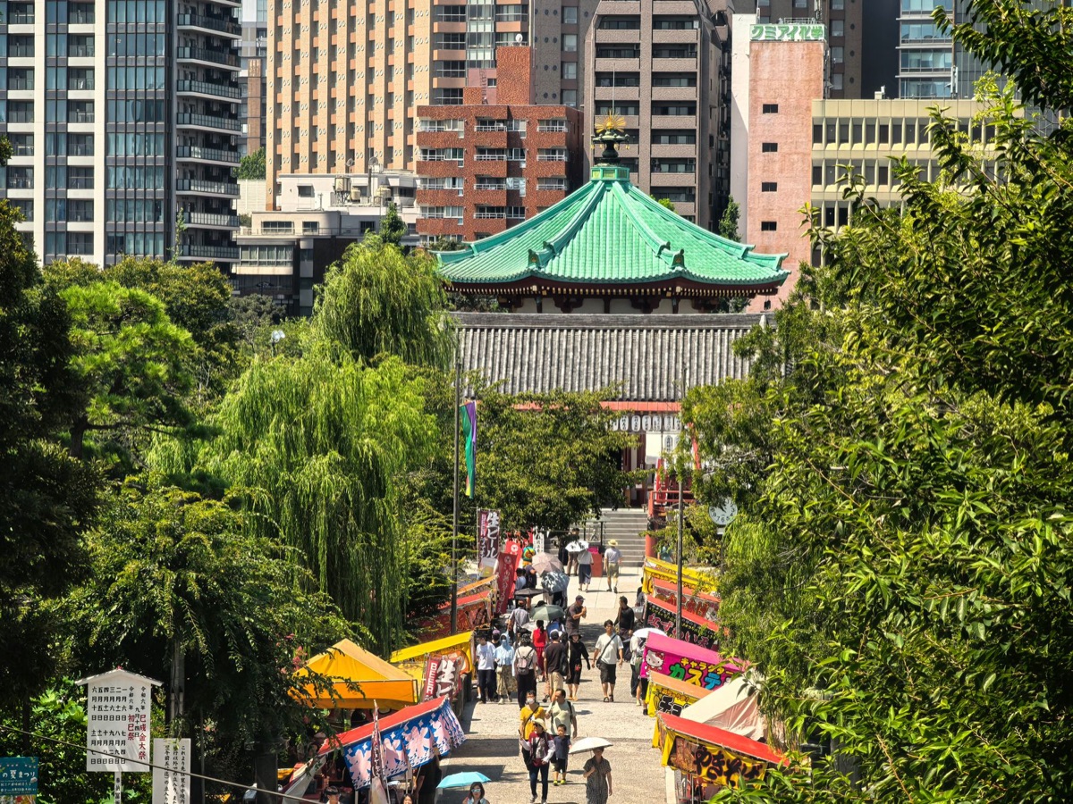 Tokyo street view with traditional and modern elements side by side