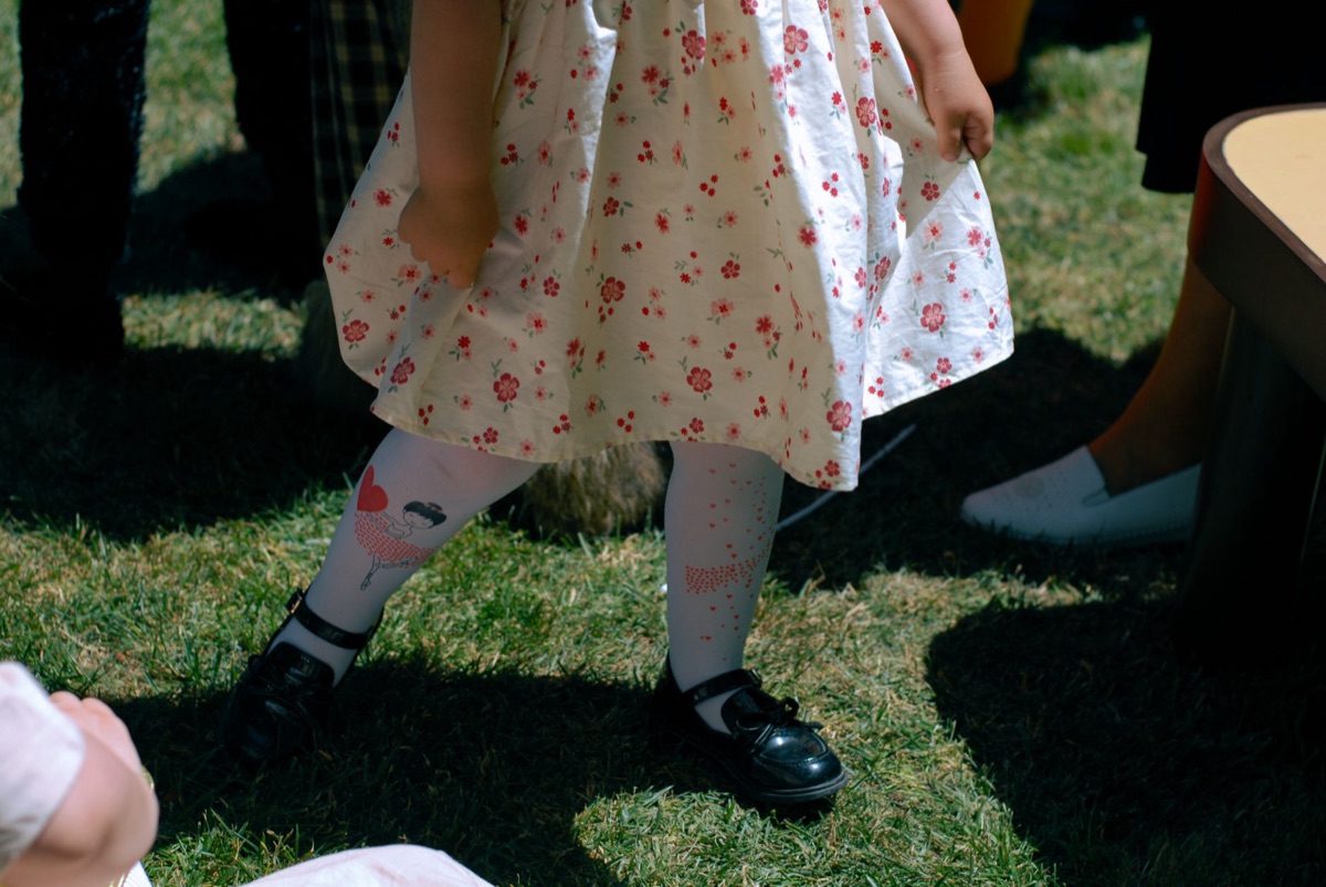 Toddler in office shoes