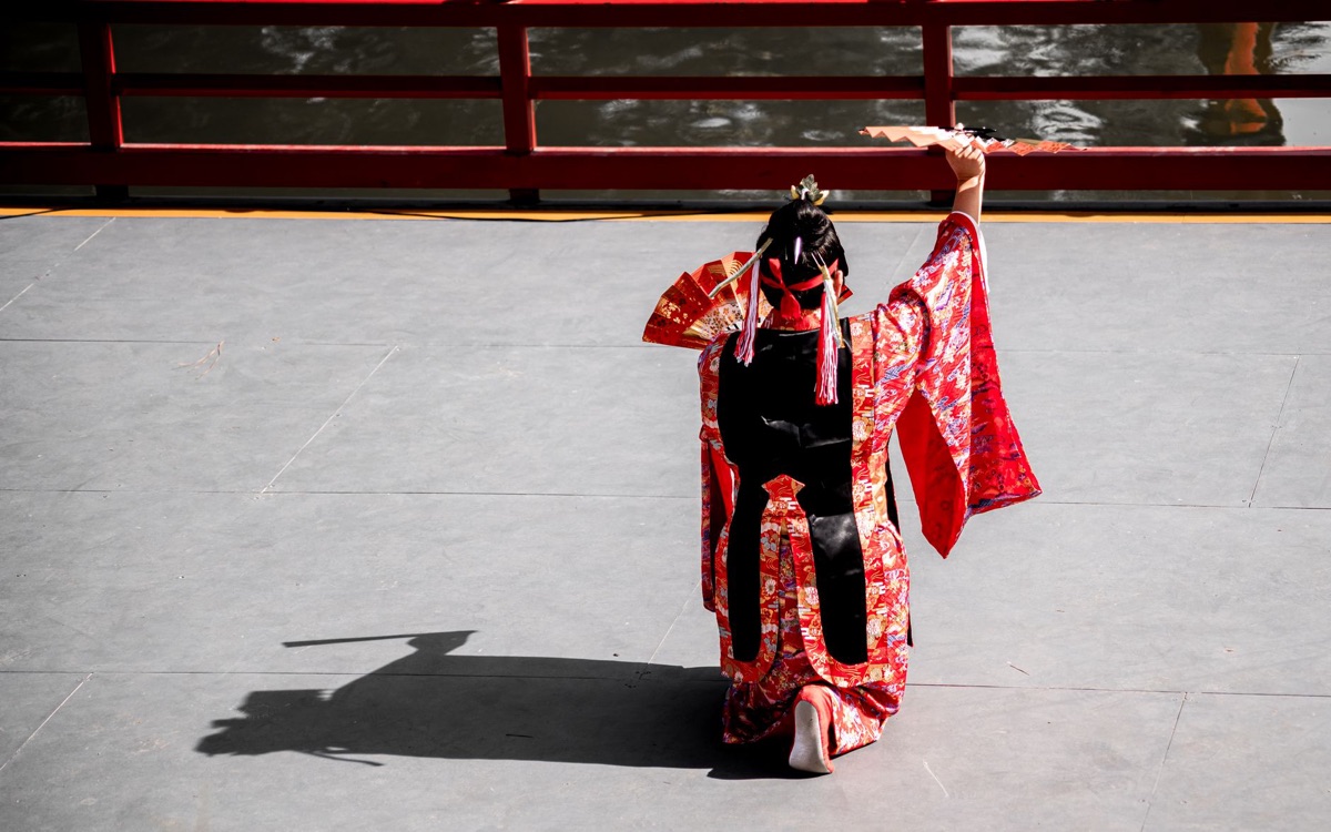 Traditional Japanese theater exterior in Tokyo