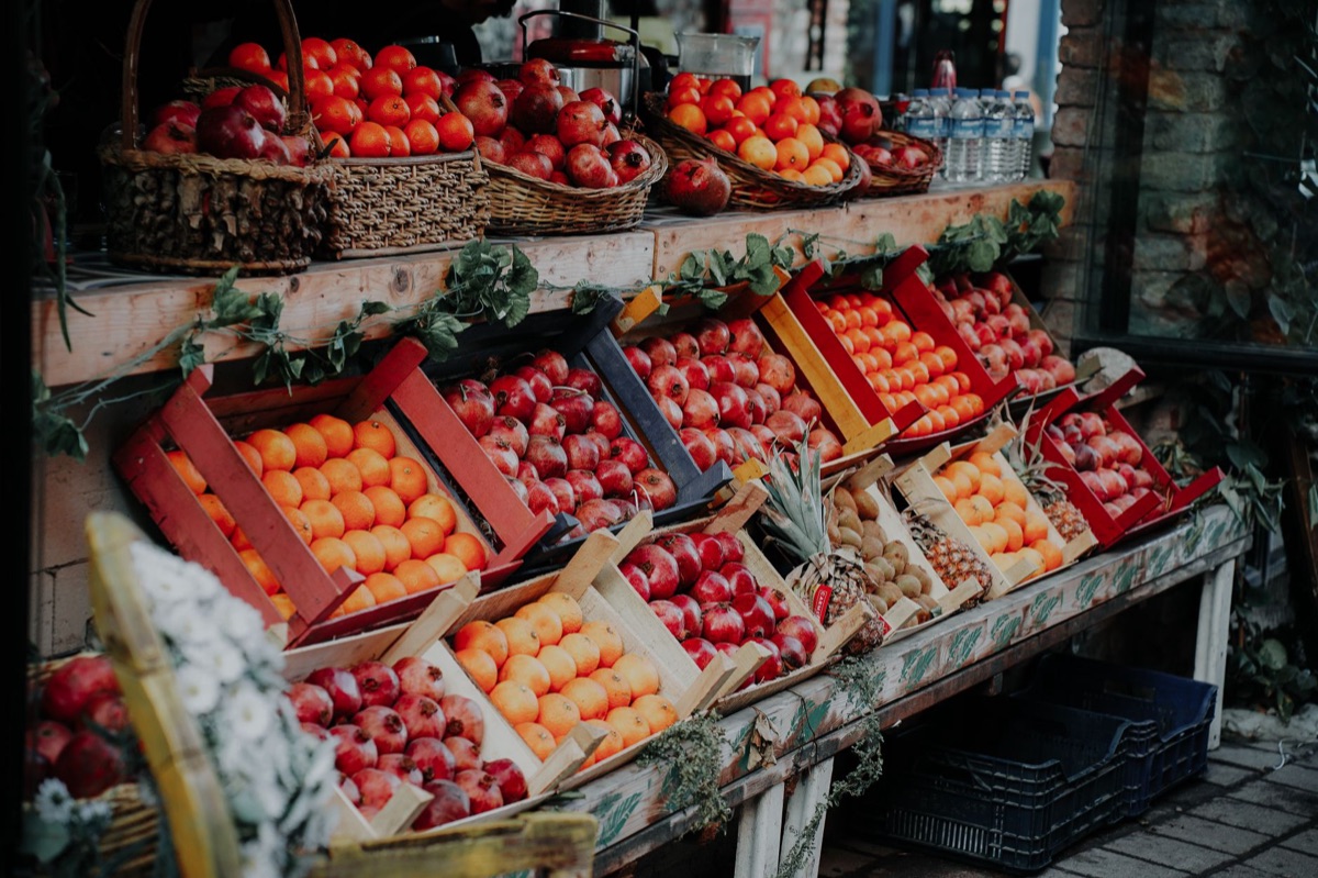 Tokyo grocery store with fresh vegetables and fruits