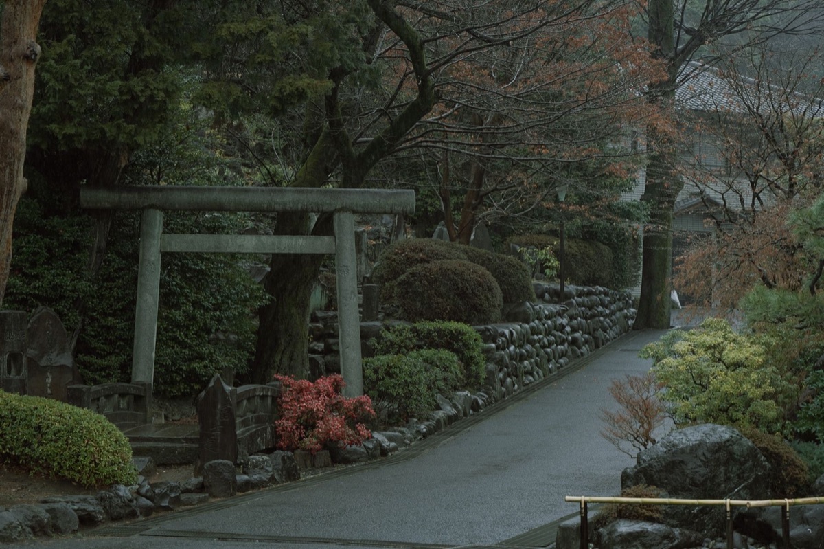 Porte tradicional japonês com caminho de pedra