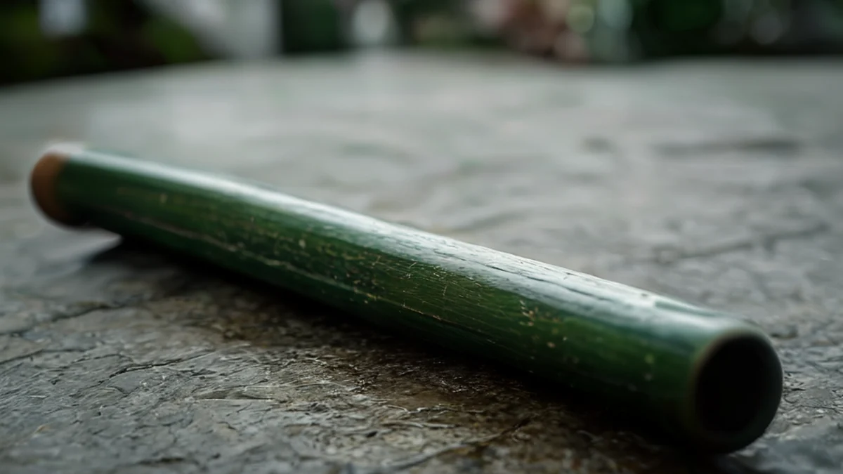 Yogyakarta Cane: traditionele houten staf met complexe snijdingen en goudverzierung.