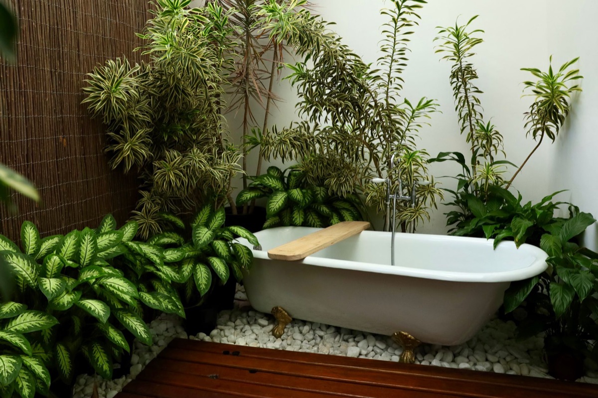 onsen bath with wooden floor