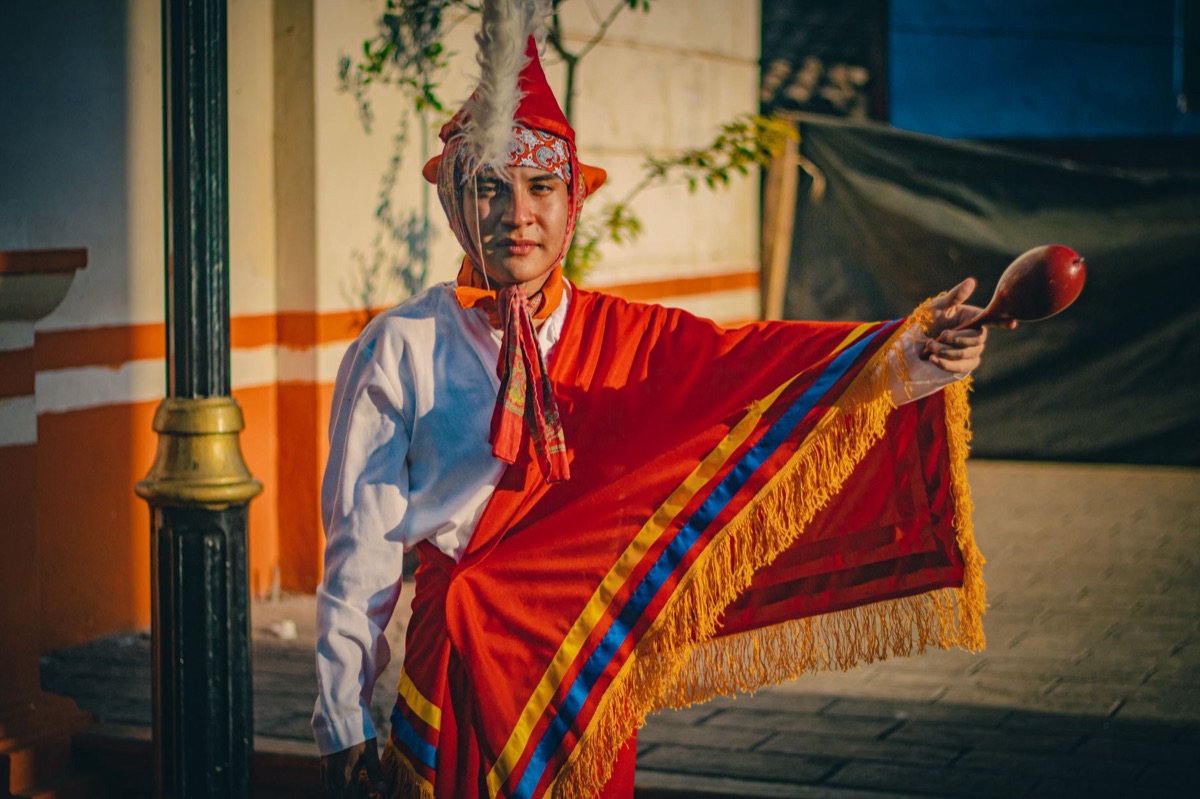 Local resident in traditional festival costume