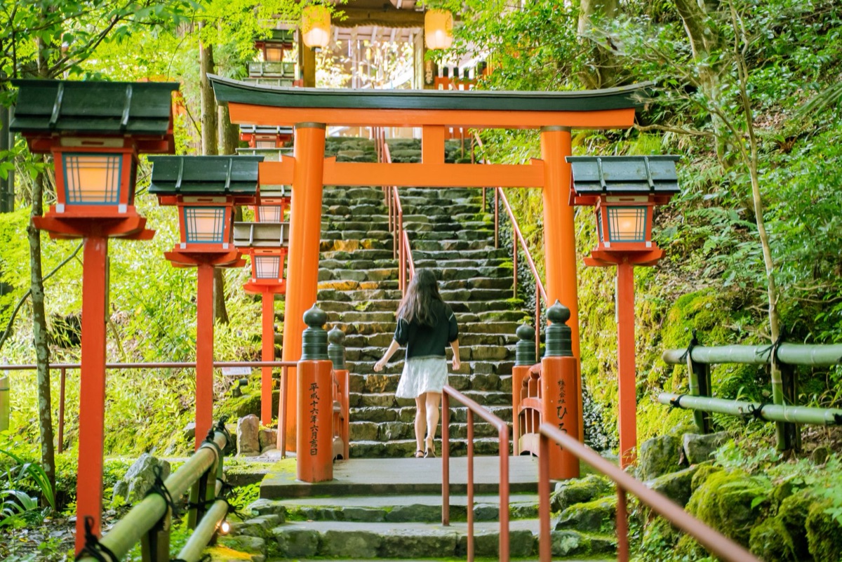 shrine gate with red lanterns