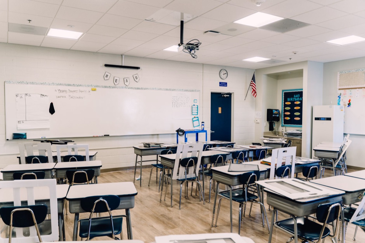 modern classroom with smartboards